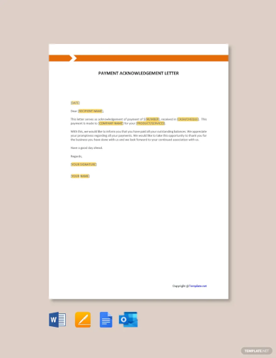 payment acknowledgement letter template
