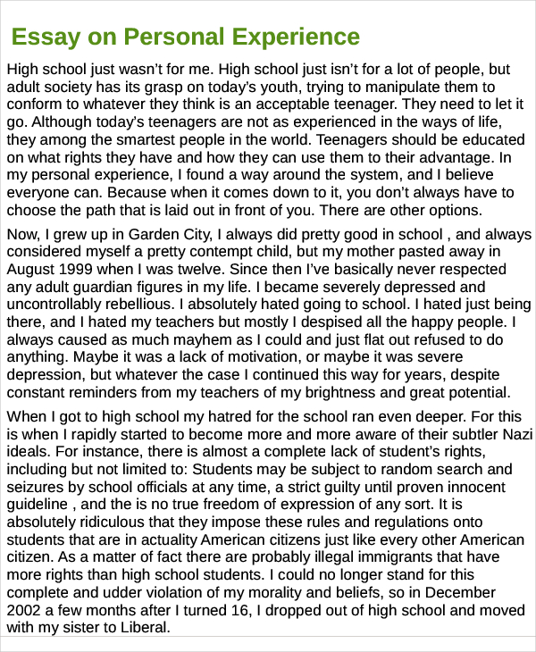 life changing event essay example