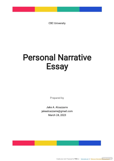 Personal Narrative Essay Template