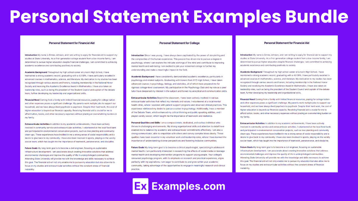 Personal Statement Examples Bundle