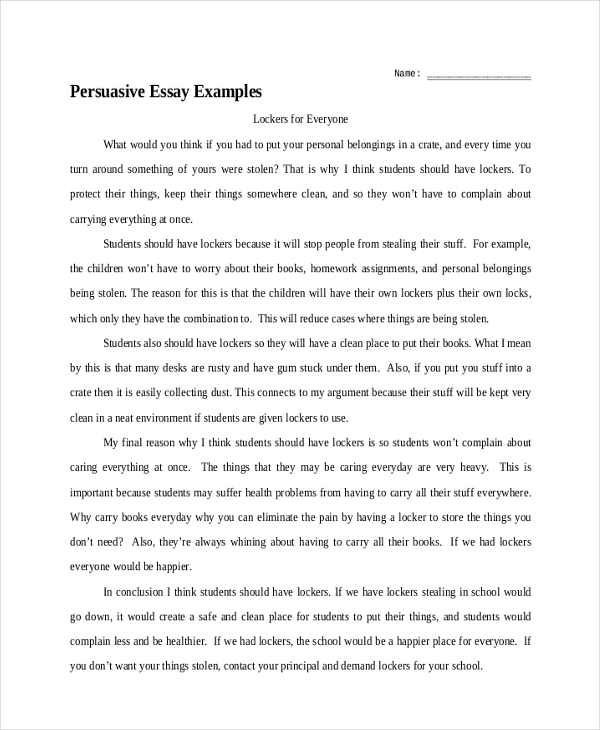 Student persuasive essay examples