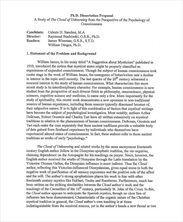 phd dissertation proposal sample