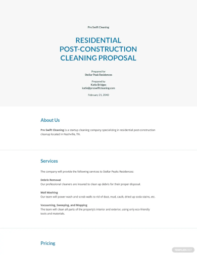 post construction cleaning proposal template
