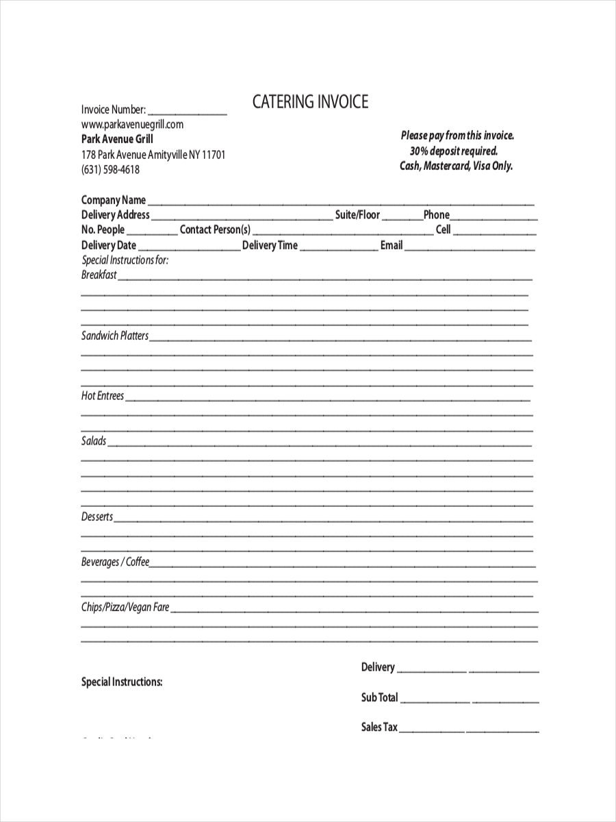 Catering Receipt 6  Examples Format How to Make Pdf