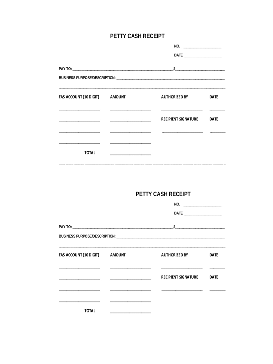 Printable Petty Cash Receipt