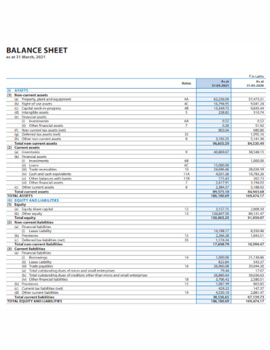 professional balance sheet