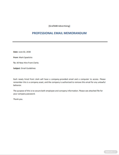 Professional Email Memo Template