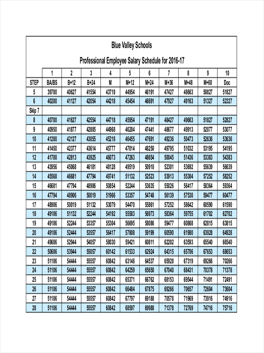Salary Schedule 9+ Examples, Format, Pdf Examples