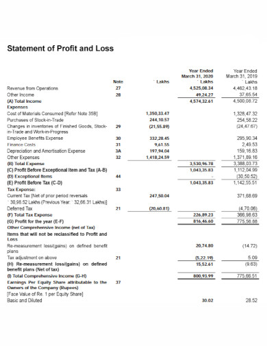 profit and loss balance sheet
