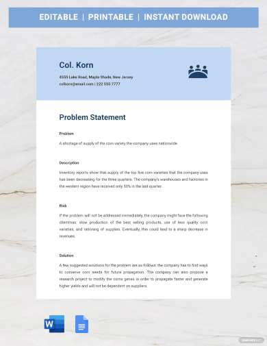 Project Problem Statement Template