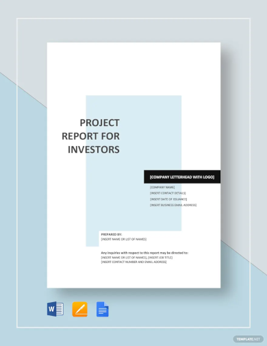 Project Report Template for Investors