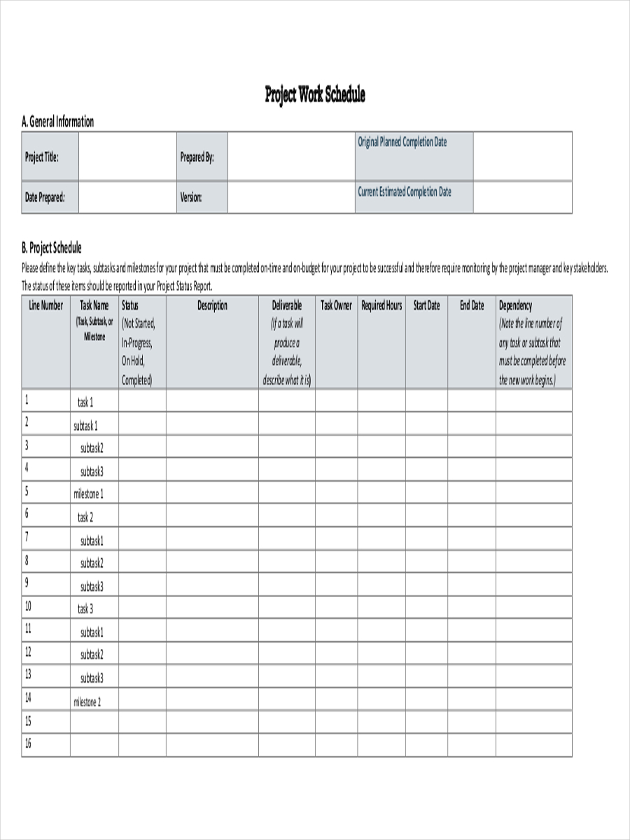 Project Work Schedule