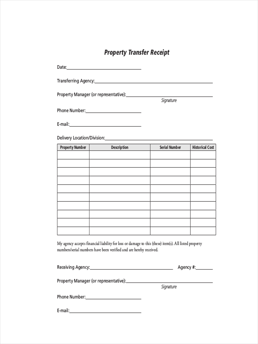 Property Transfer Receipt