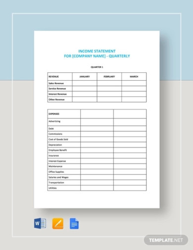 Quarterly Income Statement