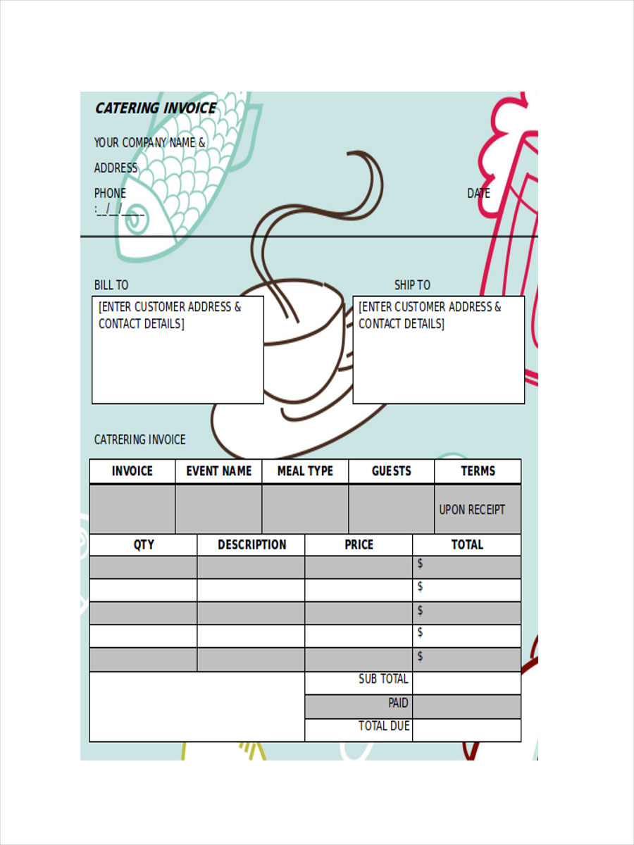 free 6 catering receipt examples samples in pdf doc