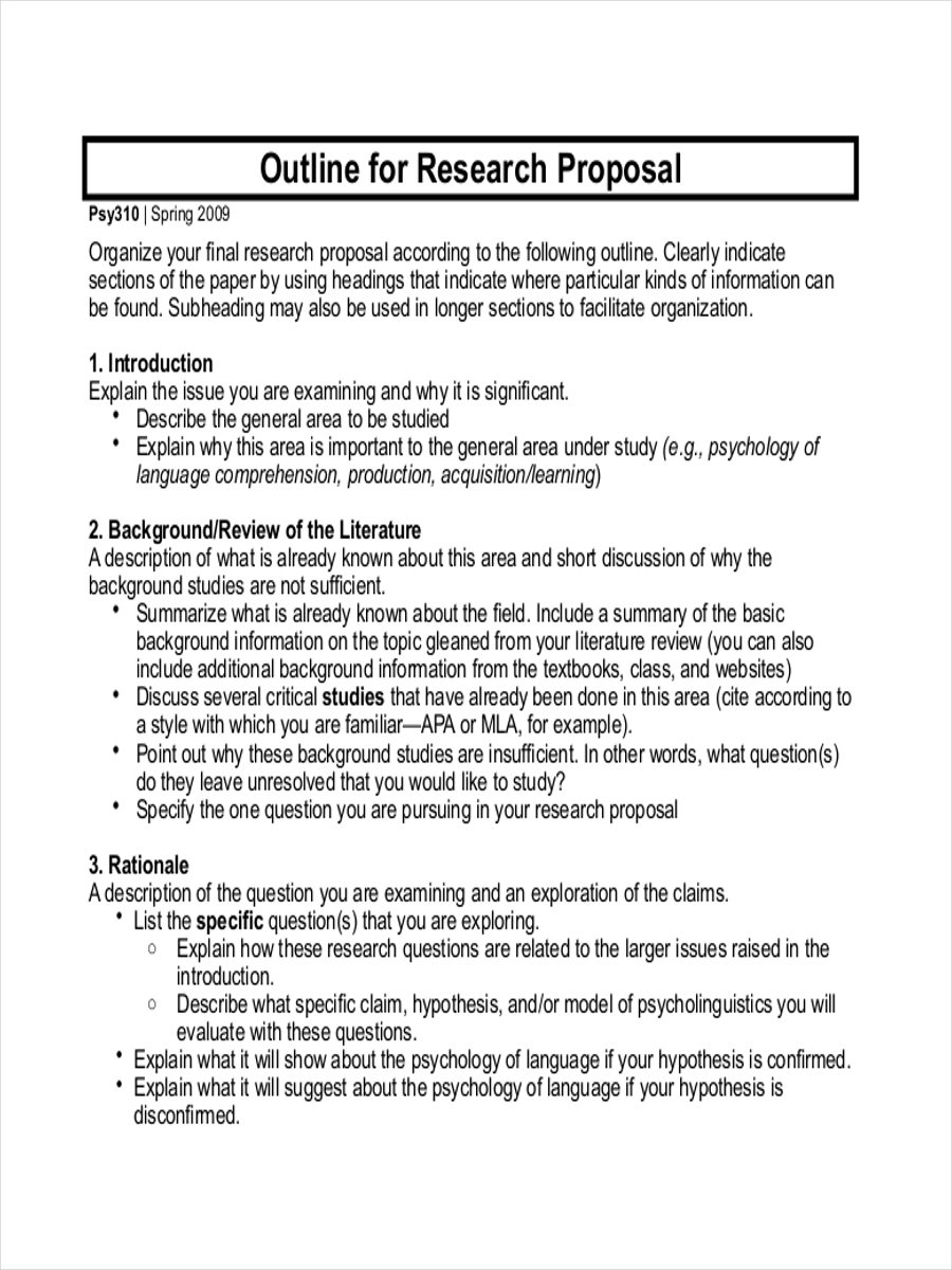write an outline for a good research proposal