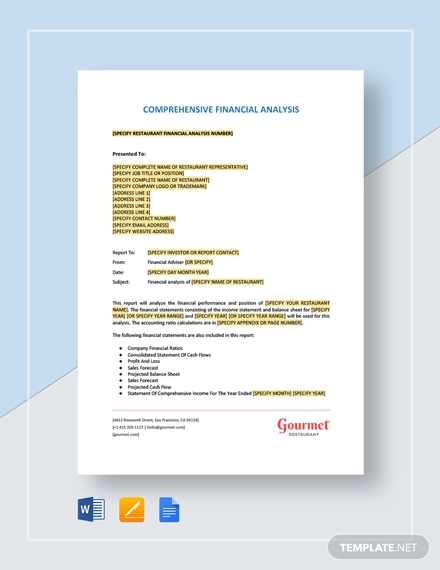 Restaurant Financial Analysis Template