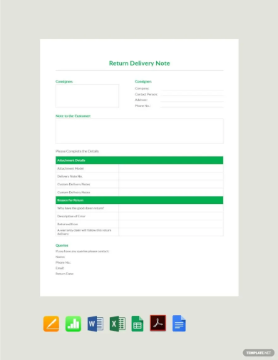 Return Delivery Note Template