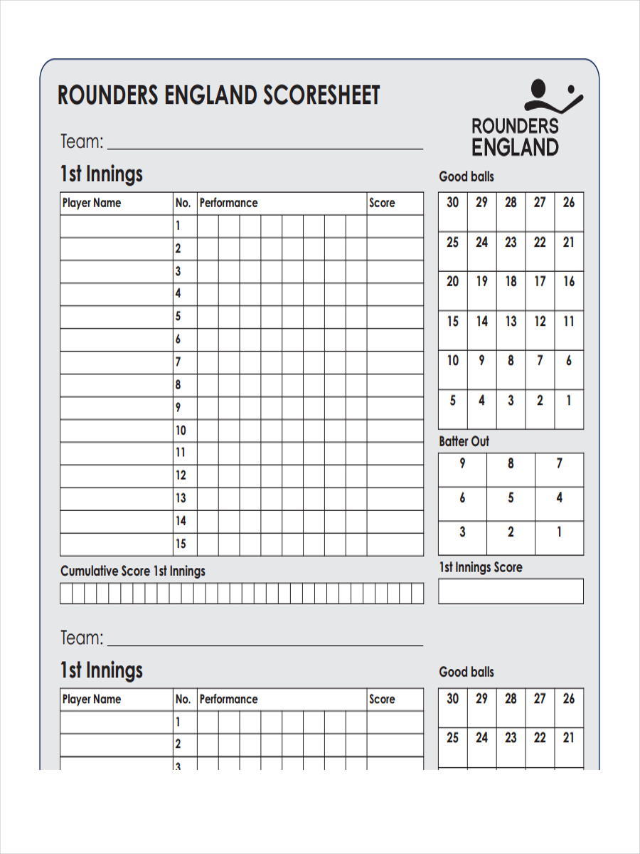 Score Sheet 17 Examples Format Pdf