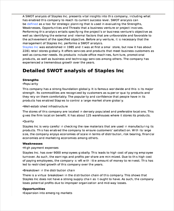 swot analysis essay