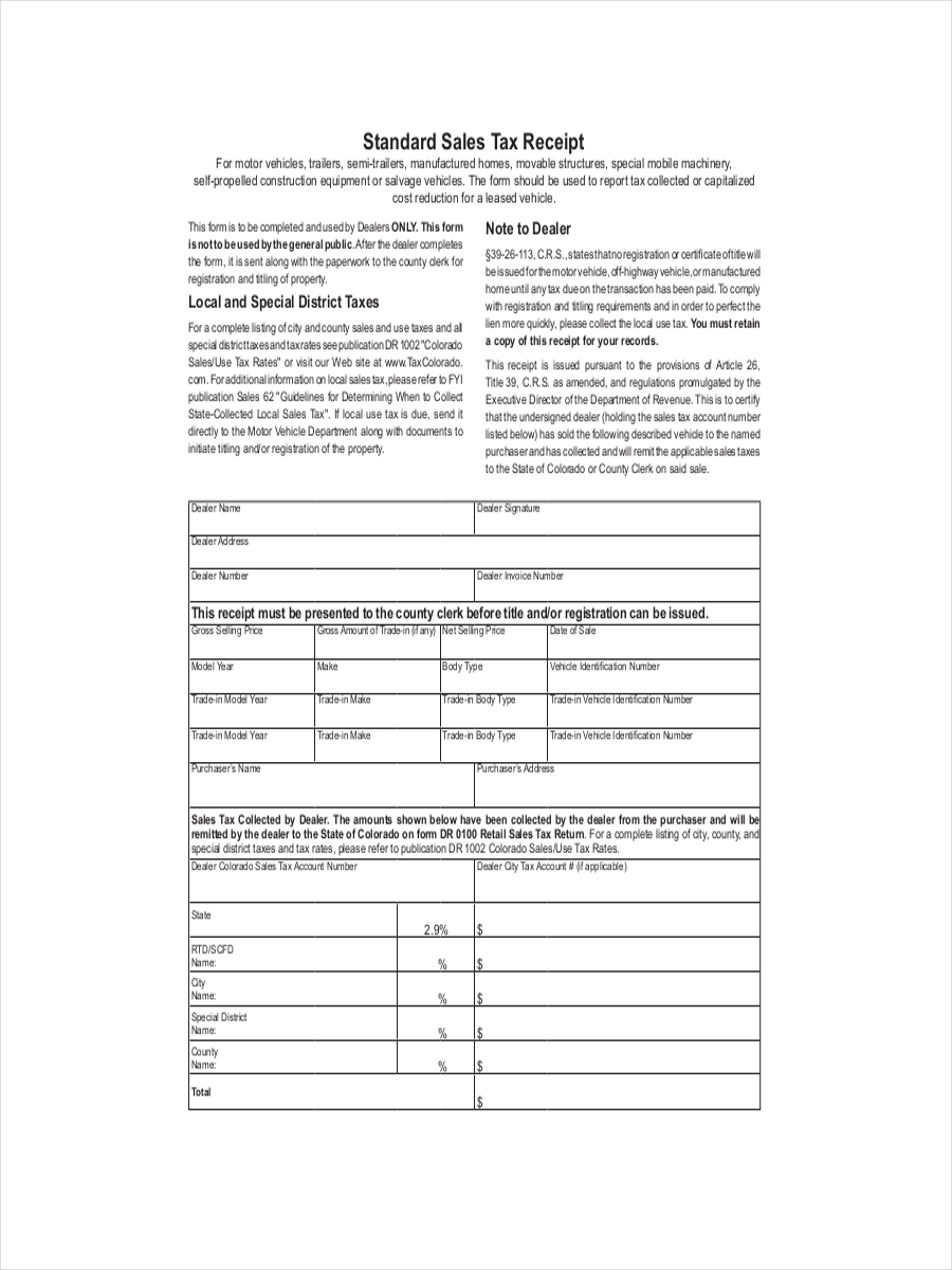 Sales tax Receipt