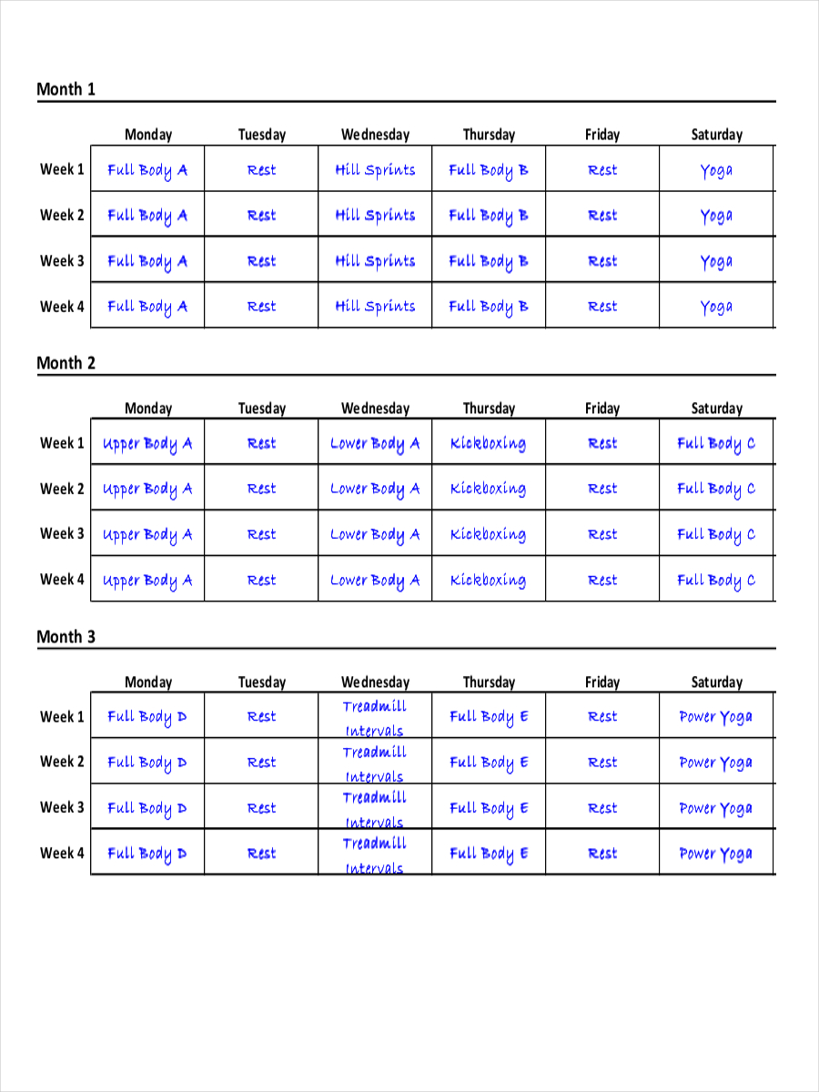 6+ Examples of Exercise Schedules