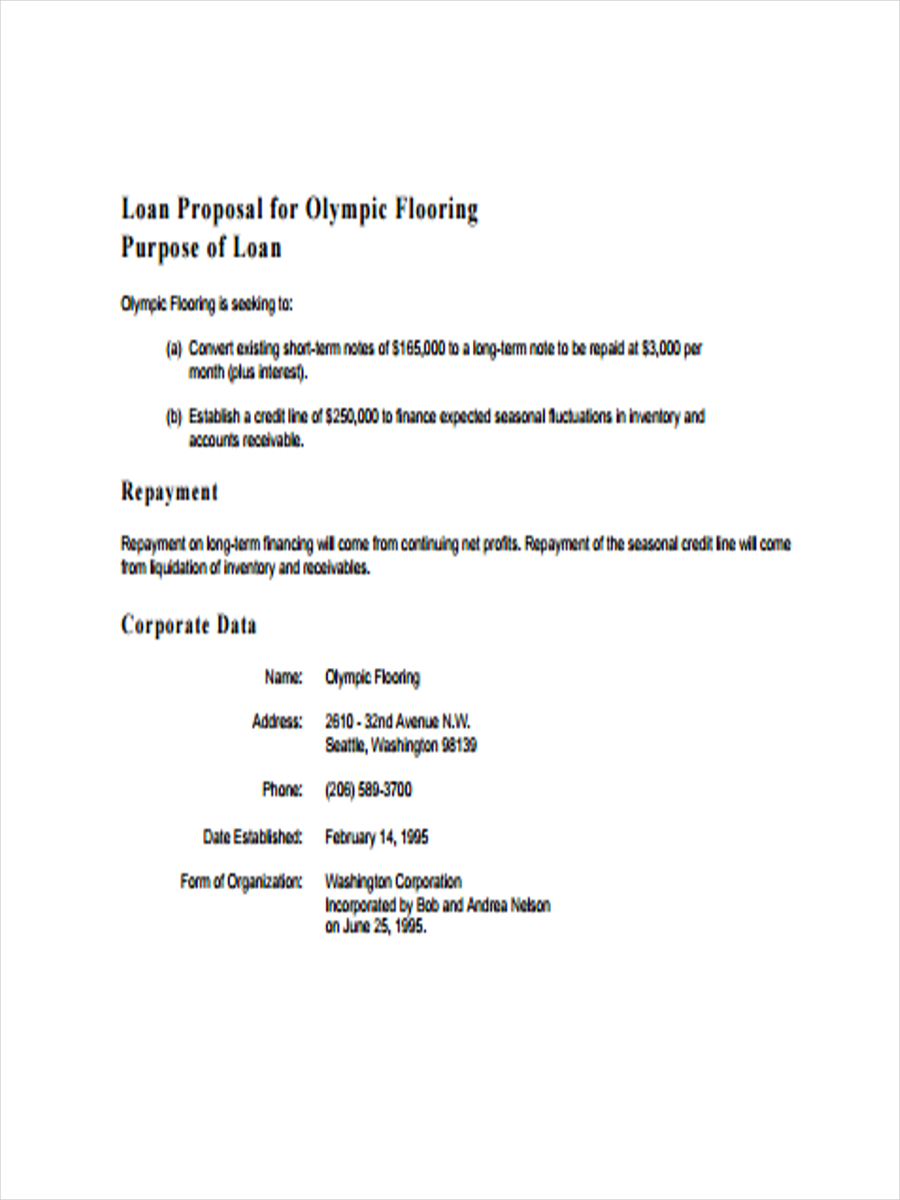 Loan Proposal 13+ Examples, Format, Pdf Examples