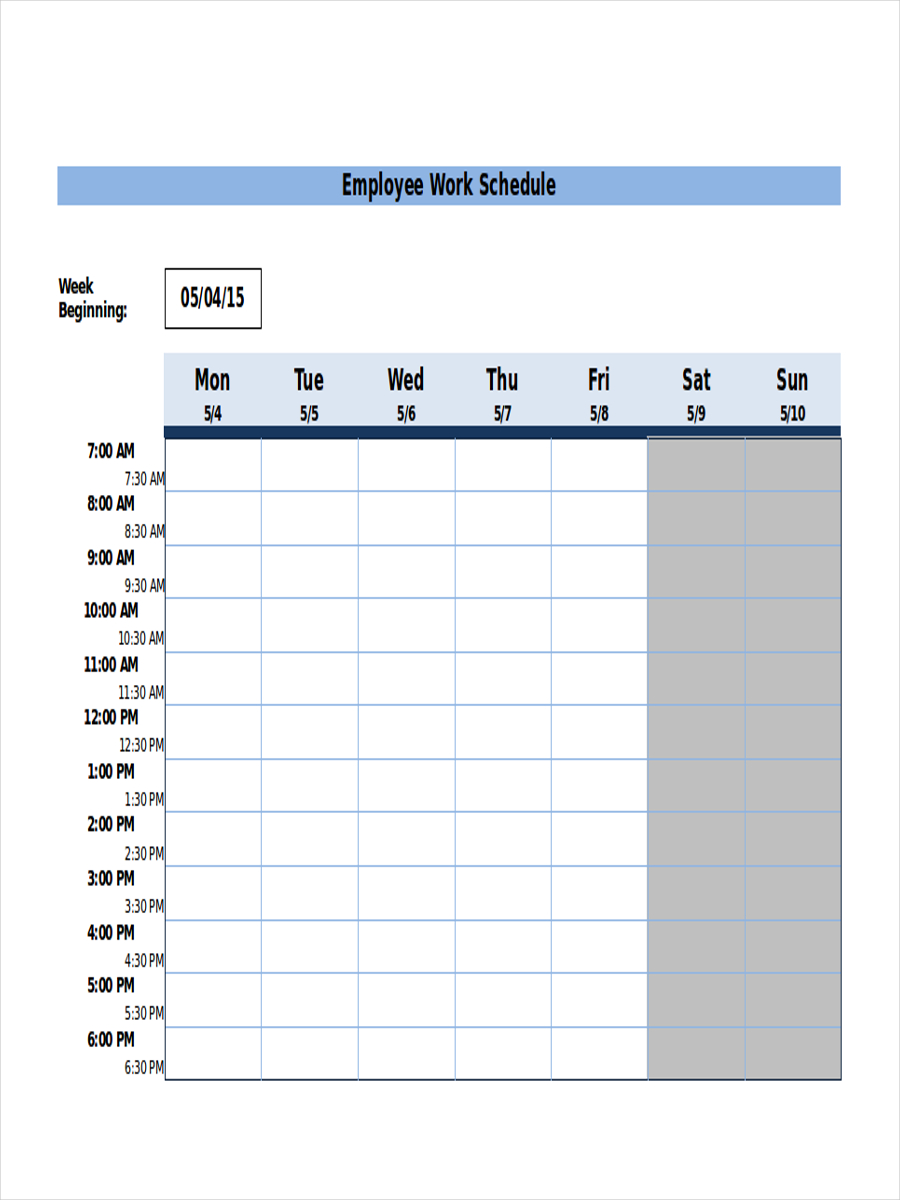 sample shift schedule