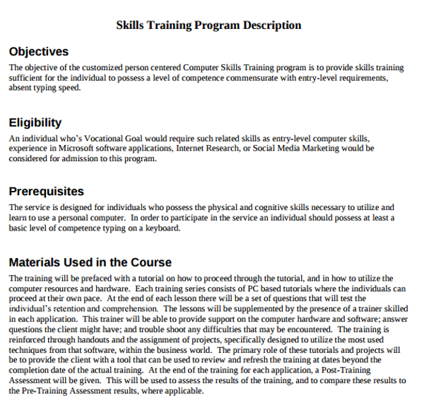 sample training program