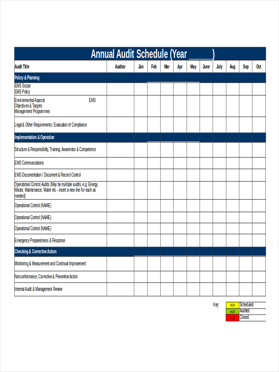 Internal Audit Schedule Template Excel Printable Templates