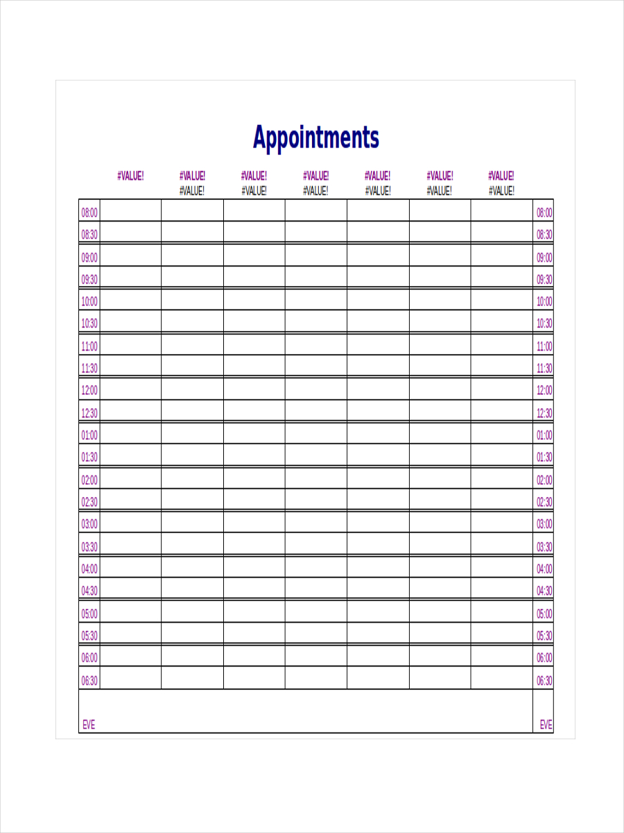 Appointment Schedule 10 Examples Format Pdf