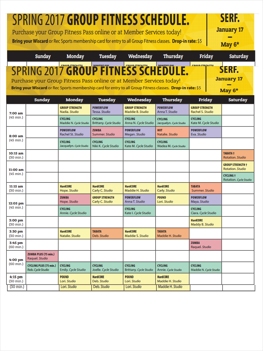 FREE 10+ Fitness Schedule Examples & Samples in PDF Google Docs