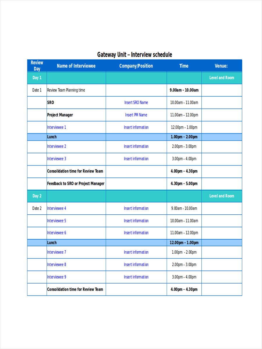 Schedule Examples 17+ in Excel Examples