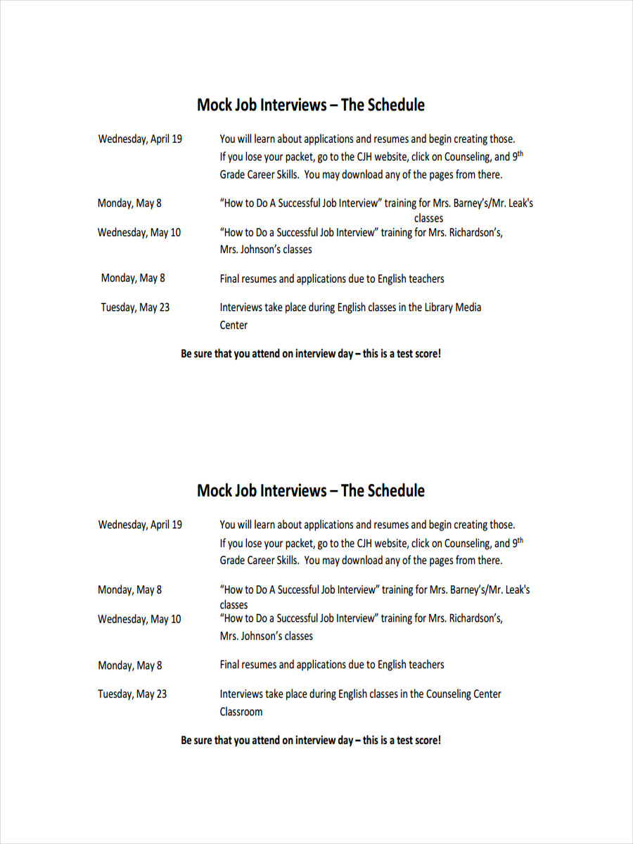 Interview Schedule 17  Examples Format Excel Word Numbers Pages