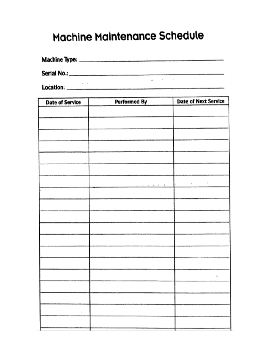 Machine Maintenance Log Template Excel Database