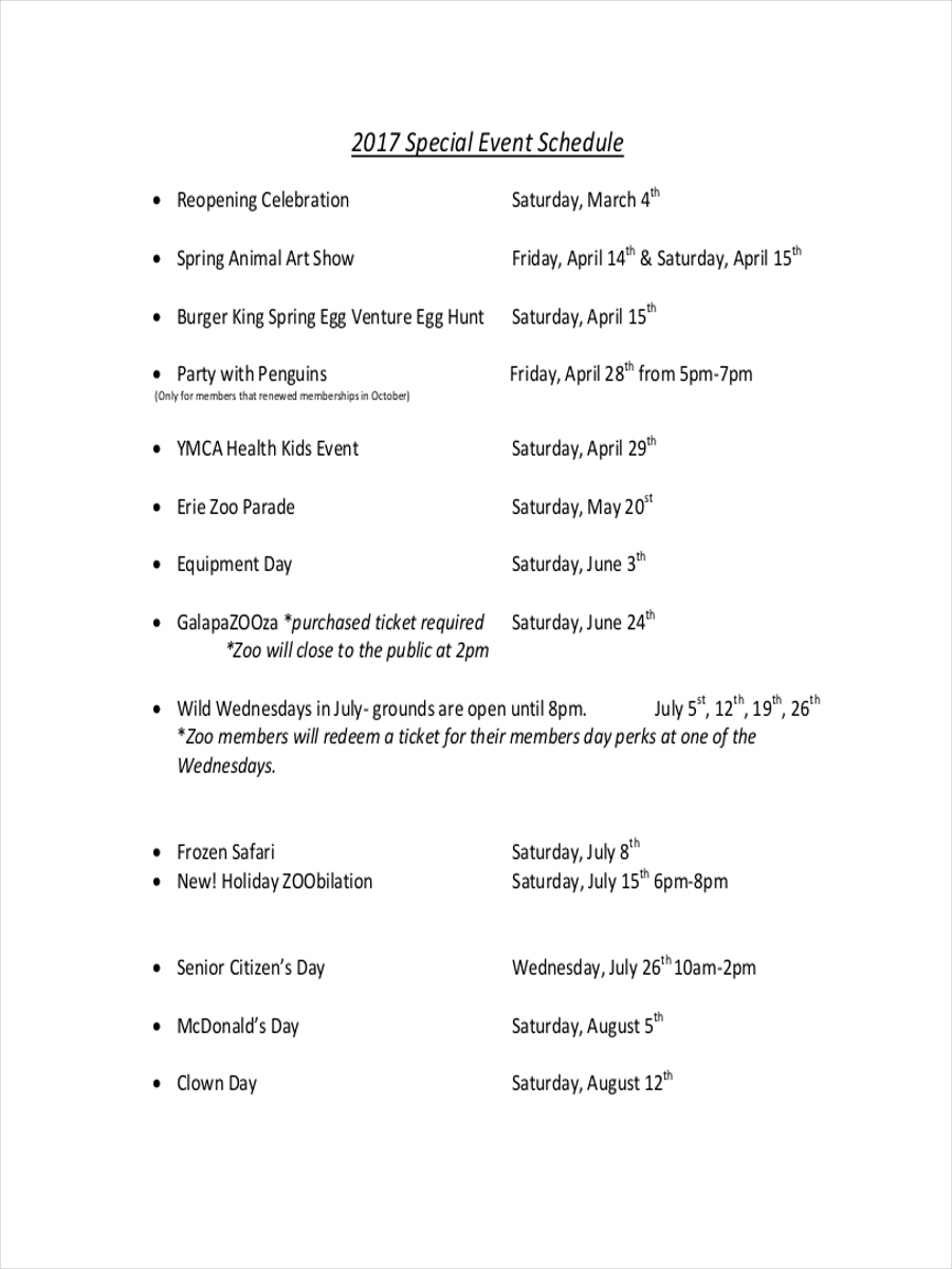 Event Schedule 24 Examples Format Pdf Examples