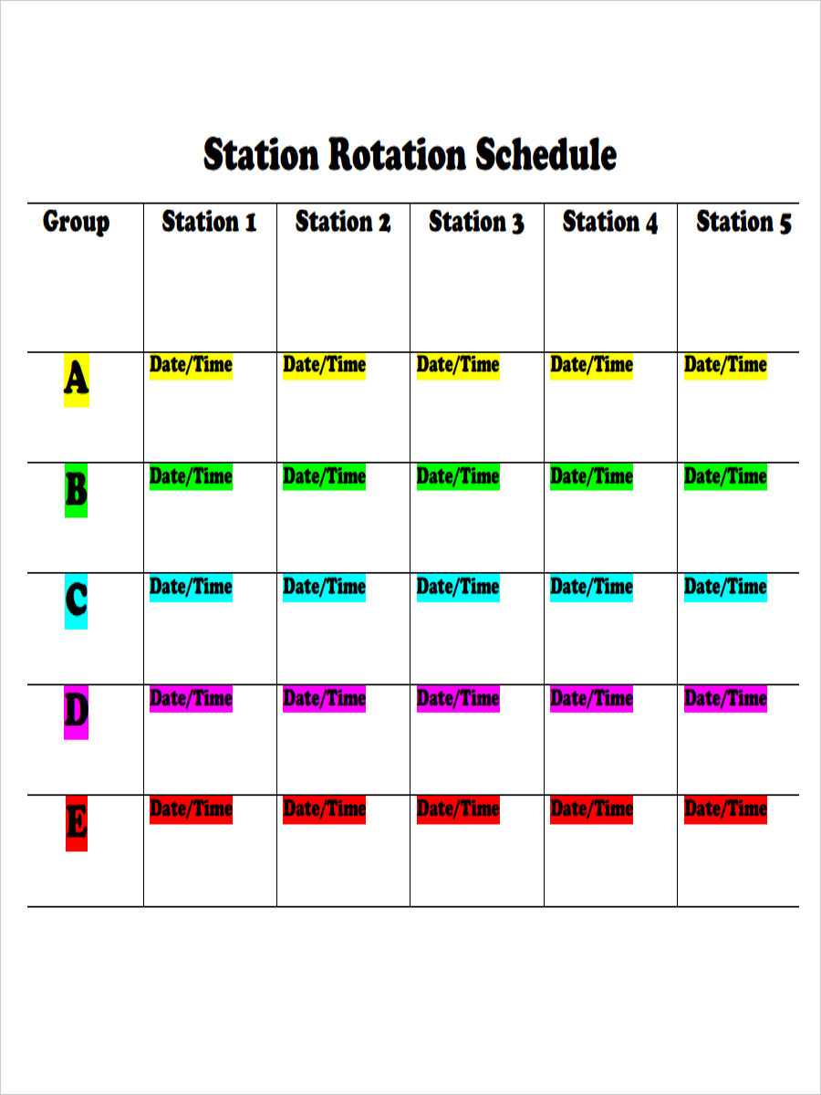 free work rotation schedule template