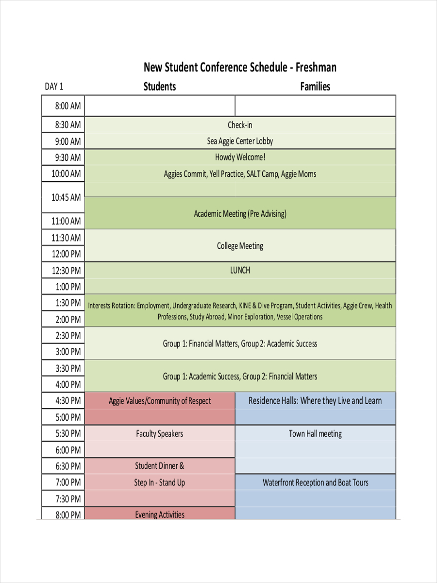 schedule for student conference