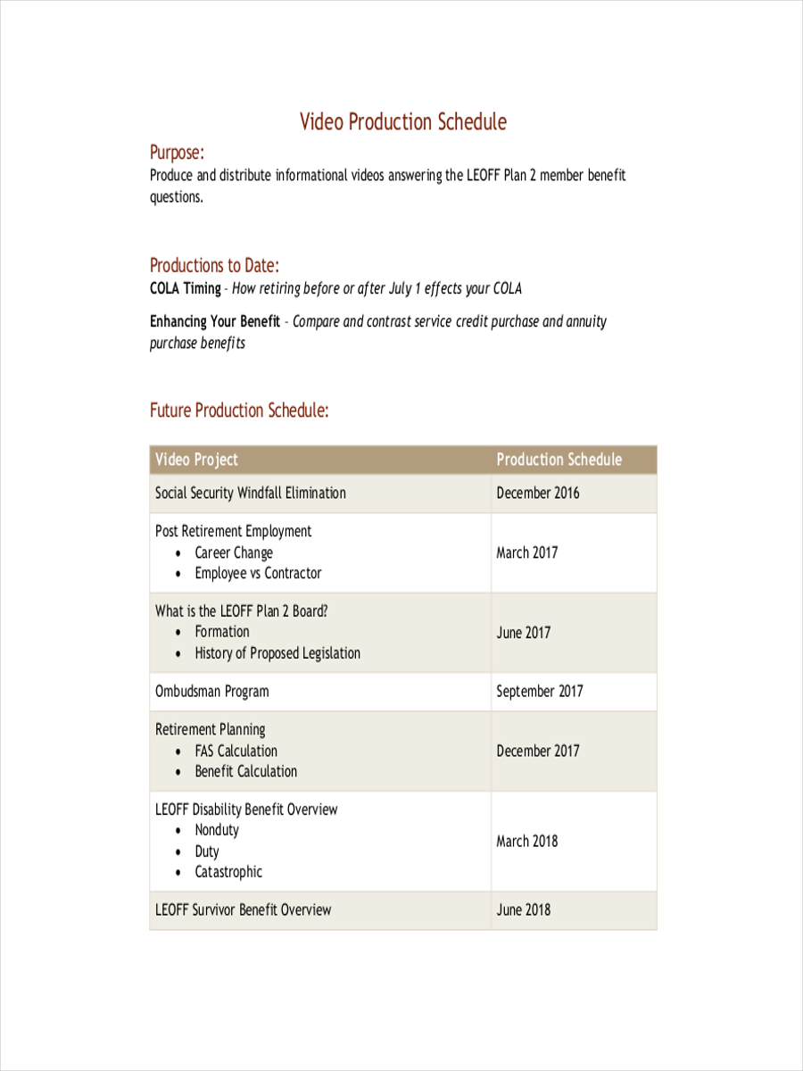 Production Schedule 10 Examples Format Pdf Examples