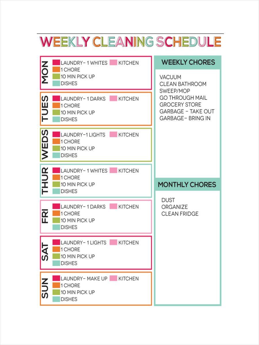 Cleaning Schedule Examples 26 In PDF MS Word Pages Google Docs 