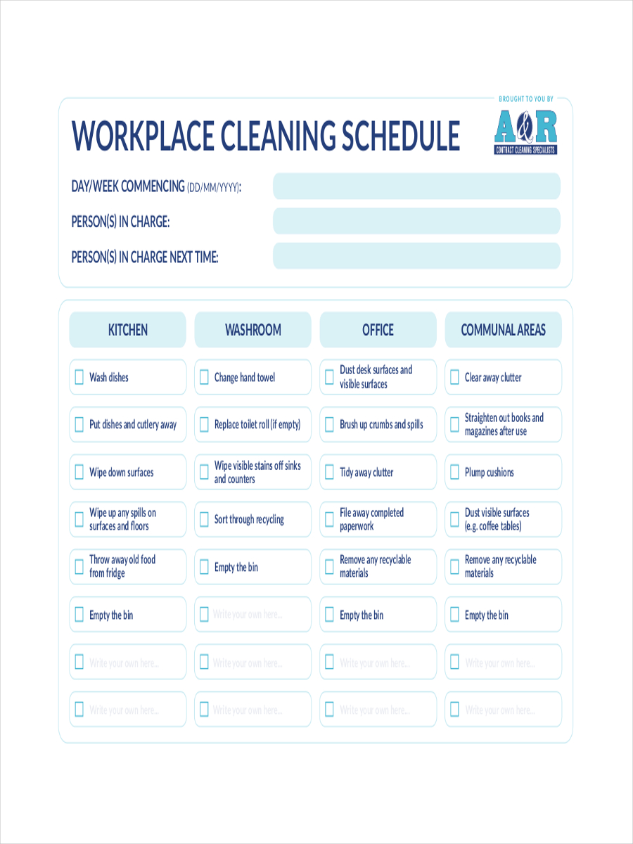 House cleaning checklist for cleaning services