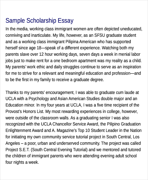 how to write an essay for a scholarship report