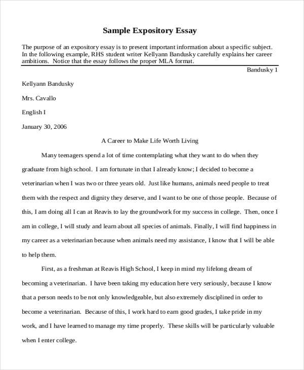 One paragraph expository essay