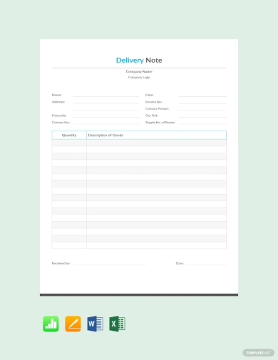 Simple Delivery Note Template