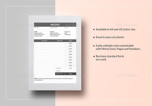 simple invoice template to edit