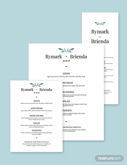 Simple Wedding Menu Template