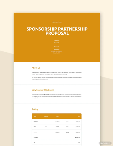 sponsorship partnership proposal template