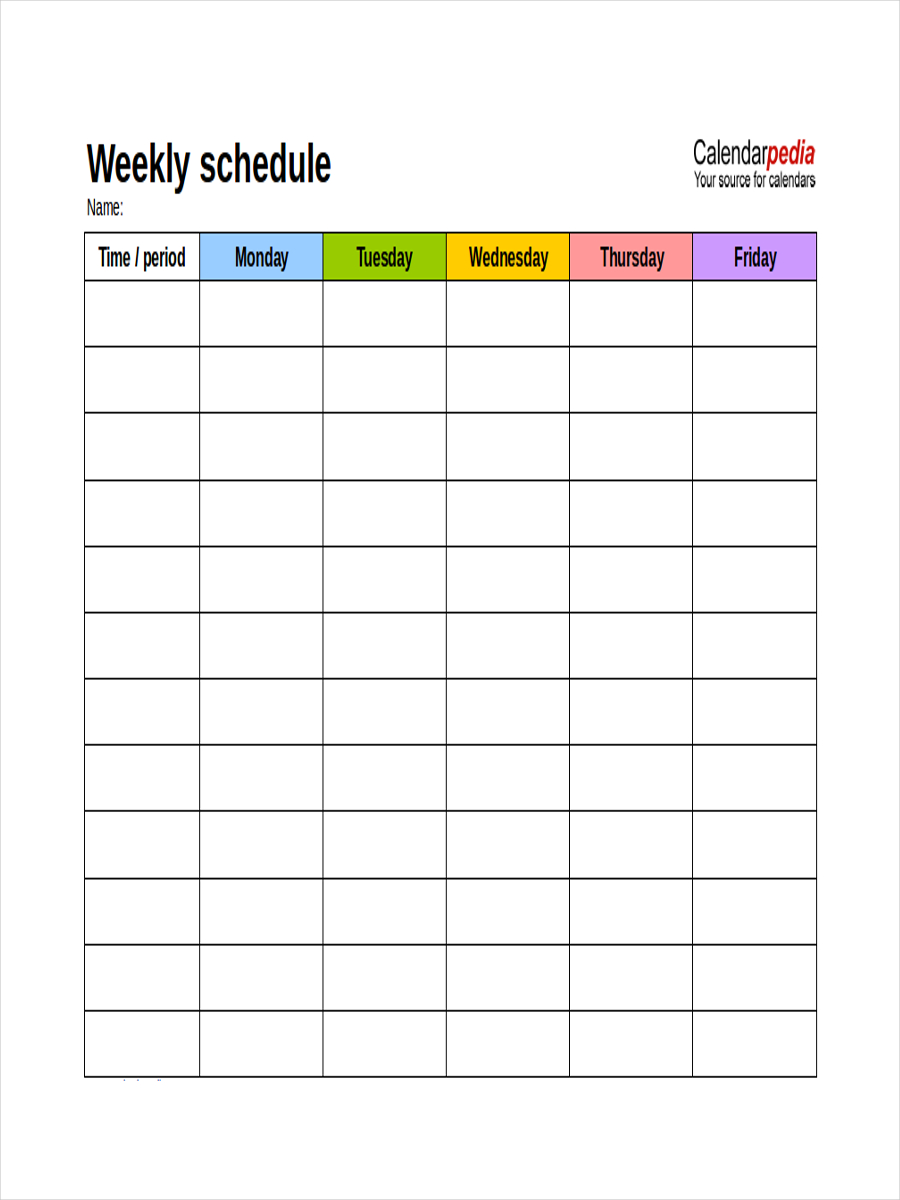 Weekly Schedule 10 Examples Google Docs Google Sheets Excel Word 