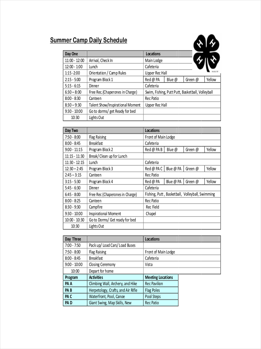 Daily Schedule - 7+ Examples, Samples, Google Docs, Google Sheets ...