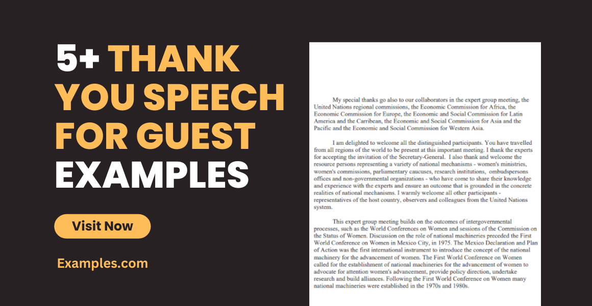 Thank You Speech for Guest Examples